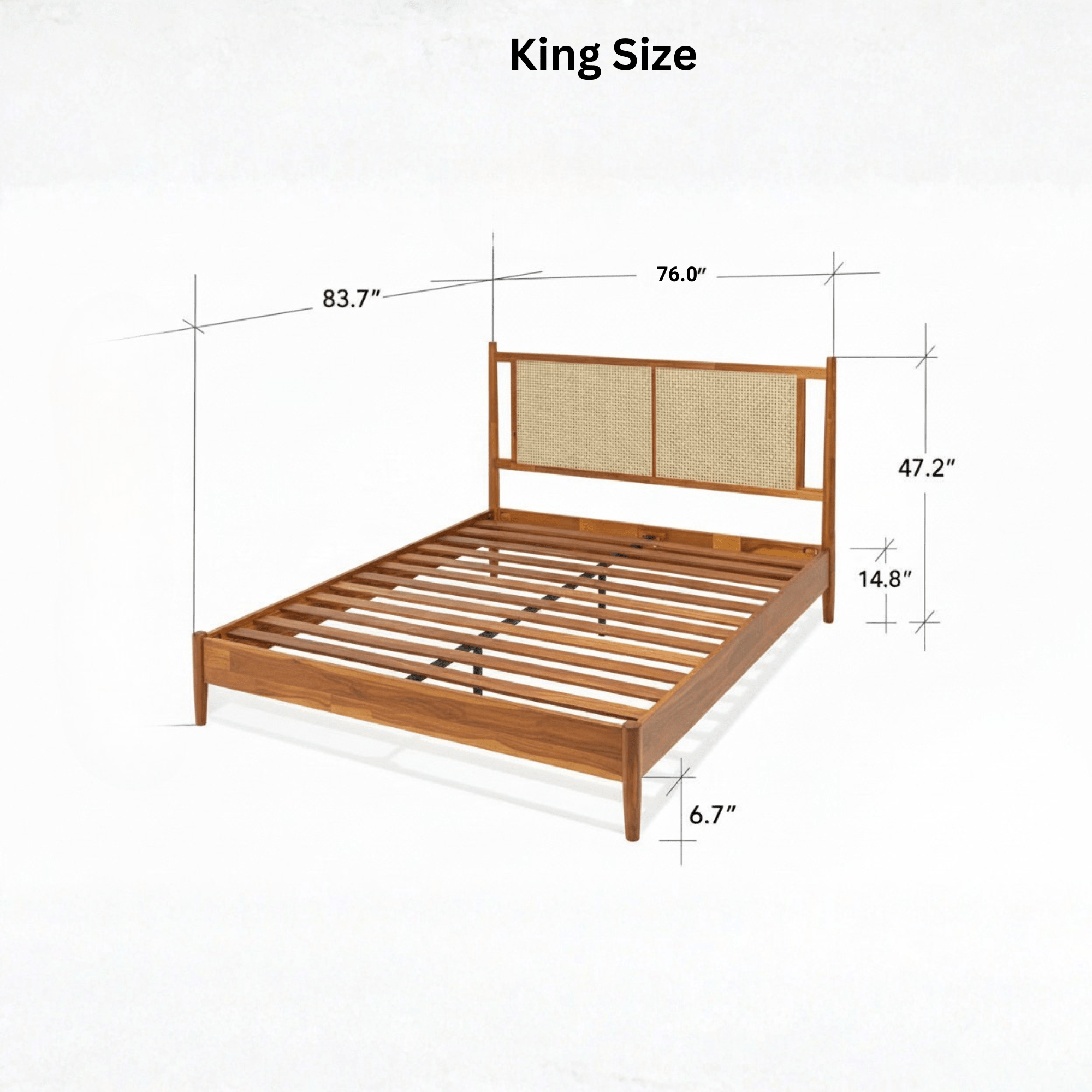 King size solid teak wood bed dimensions 78 x 72 inches mattress