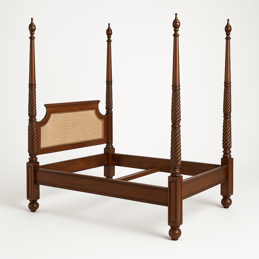 Luxury Super King Rattan Four - Poster Bed | Handcrafted Teak by Timbercraft - TimberCraft