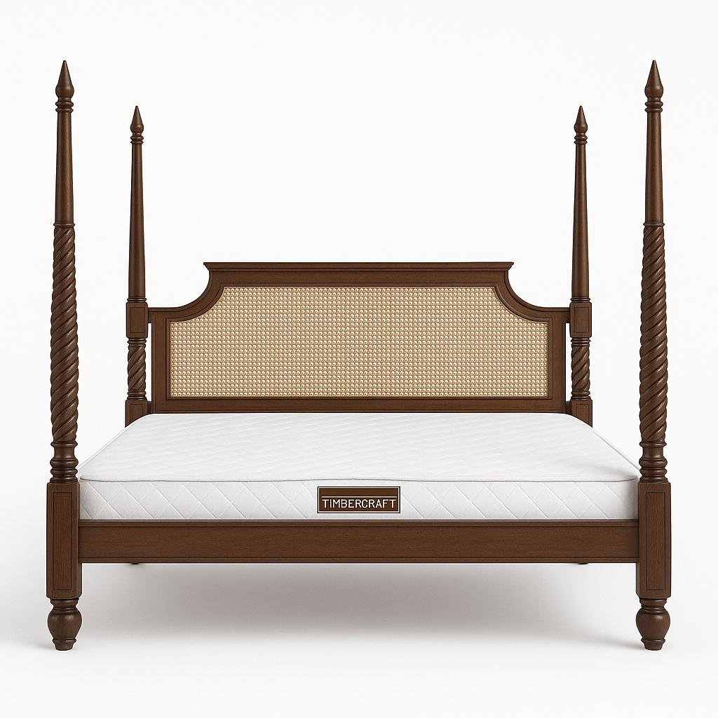 Luxury Super King Rattan Four - Poster Bed | Handcrafted Teak by Timbercraft - TimberCraft