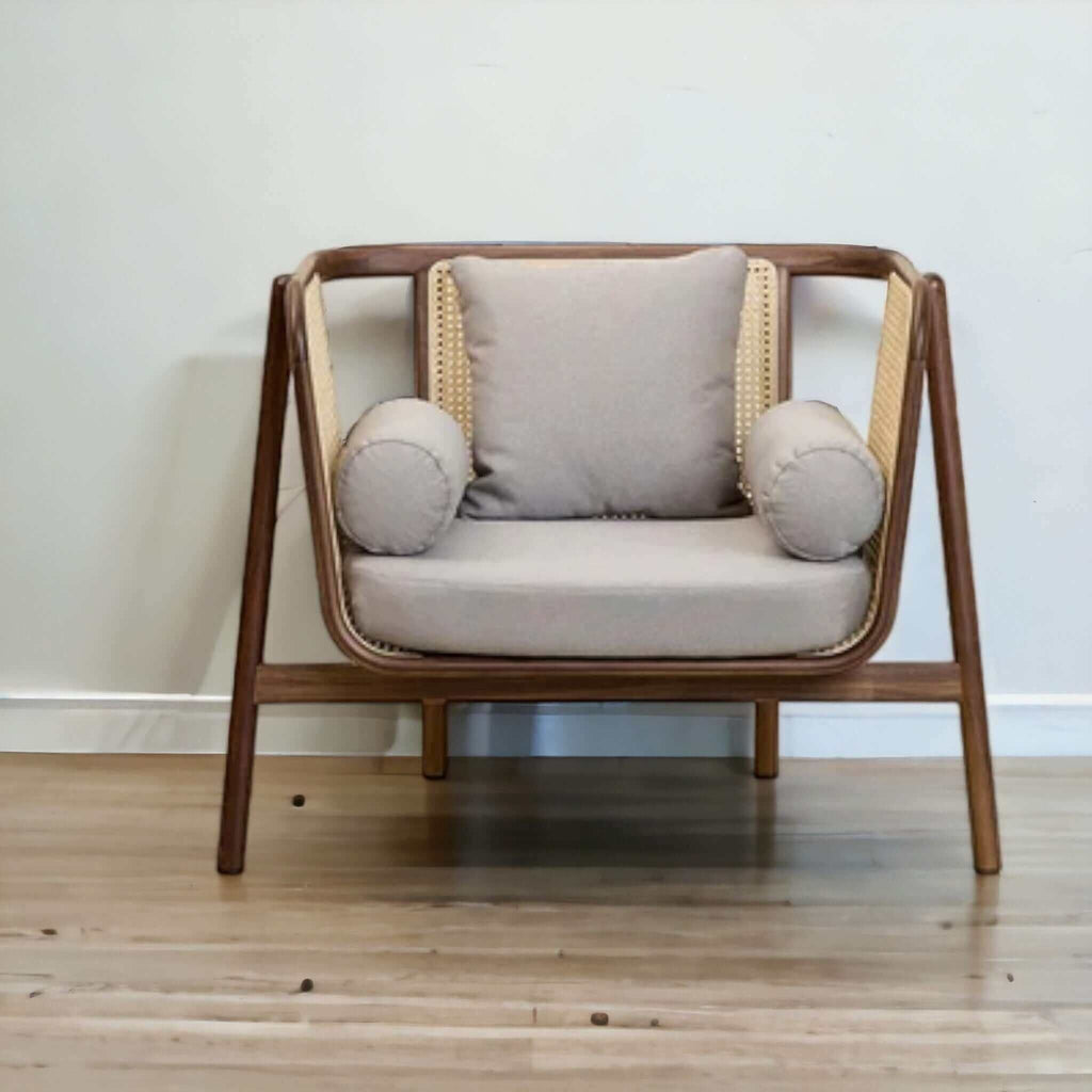 Mid - Century Chic: Flared Arm Cane Sofa Set (Shop Modern Comfort) - TimberCraft