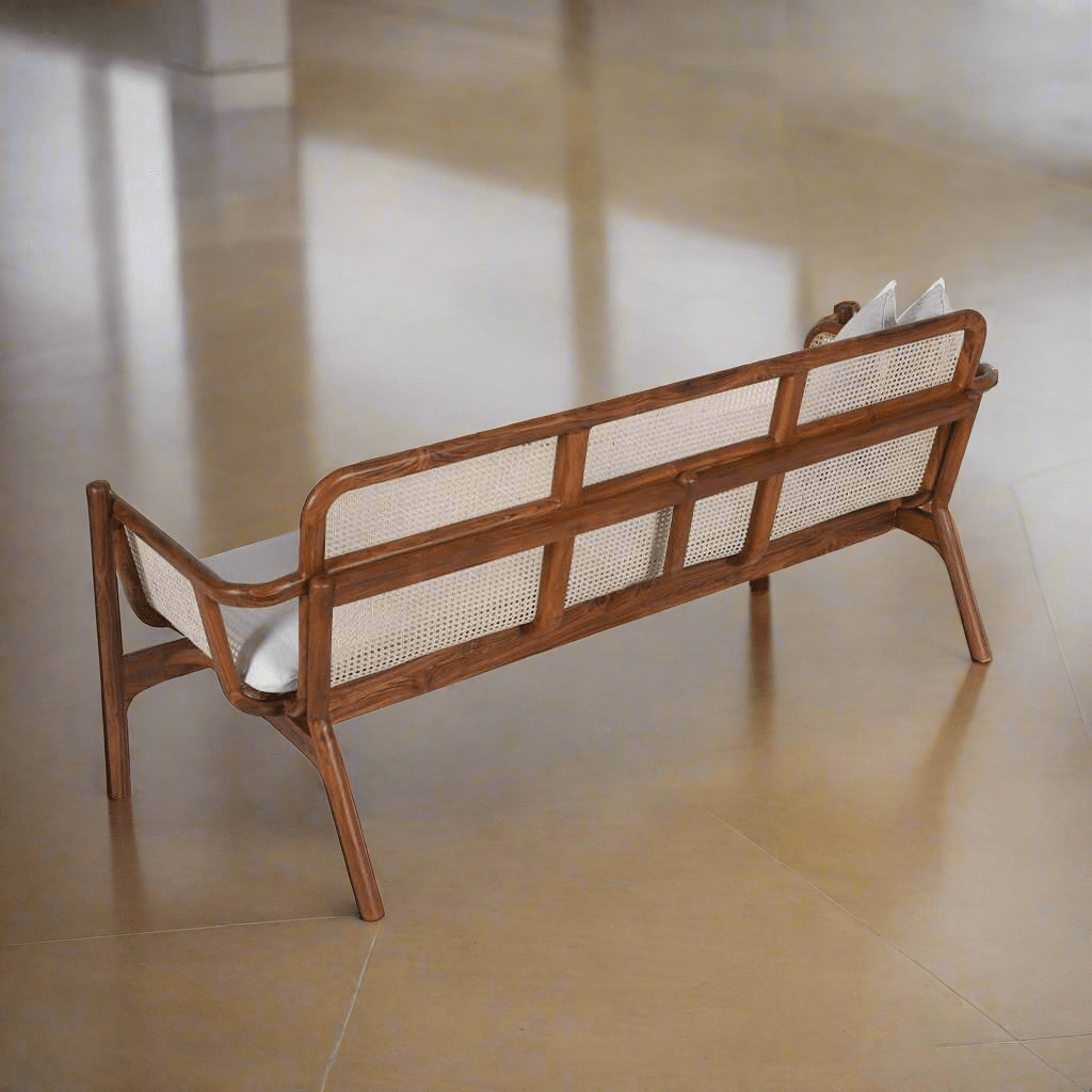 Mid - Century Chic: Flared Arm Cane Sofa Set (Shop Modern Comfort) - TimberCraft