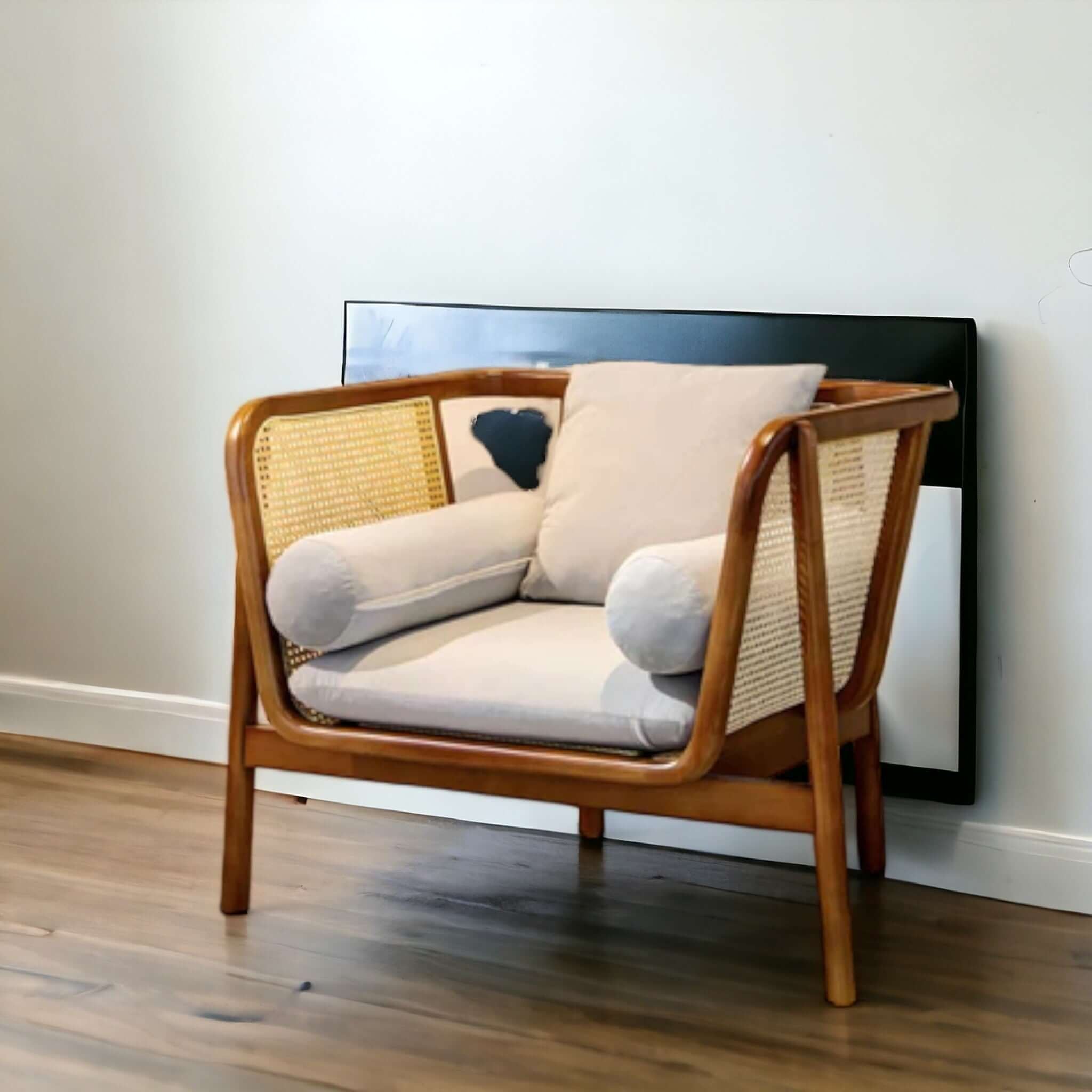 Mid - Century Chic: Flared Arm Cane Sofa Set (Shop Modern Comfort) - TimberCraft