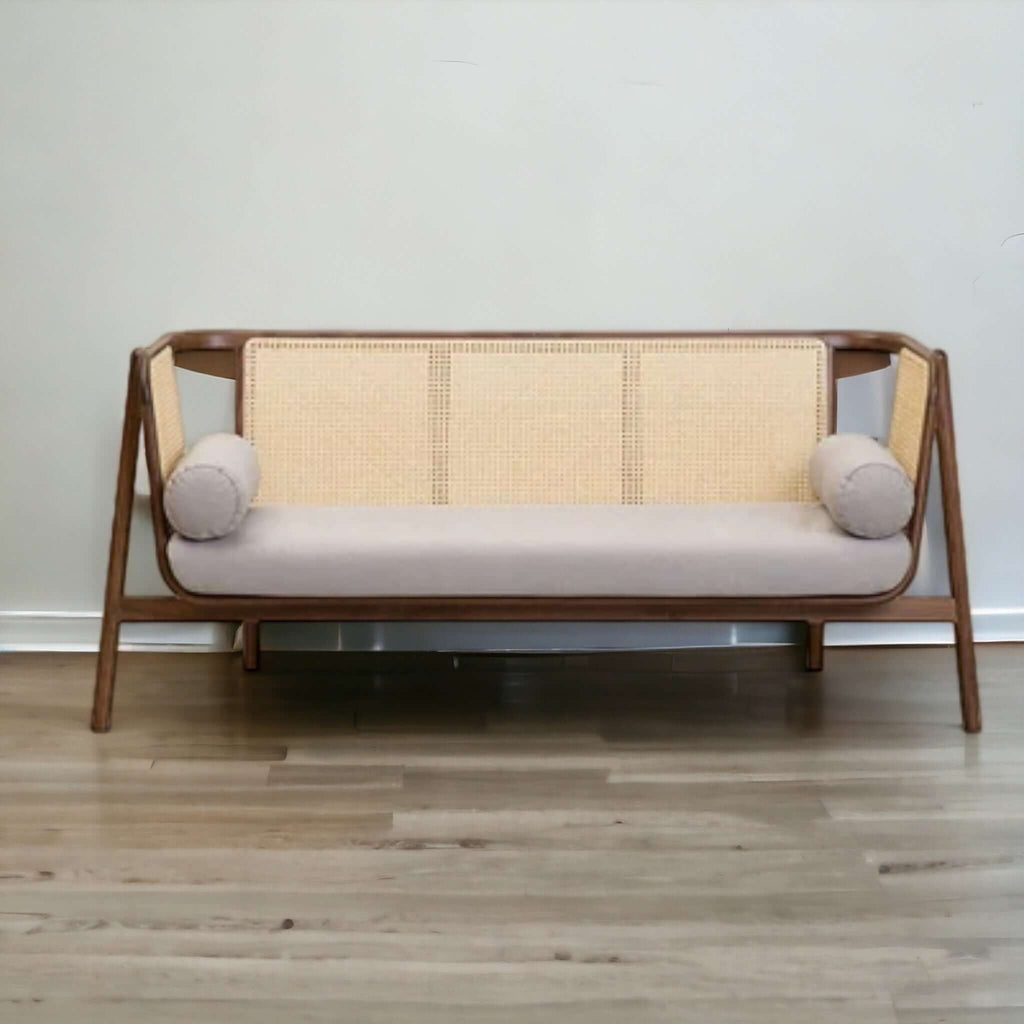 Mid - Century Chic: Flared Arm Cane Sofa Set (Shop Modern Comfort) - TimberCraft
