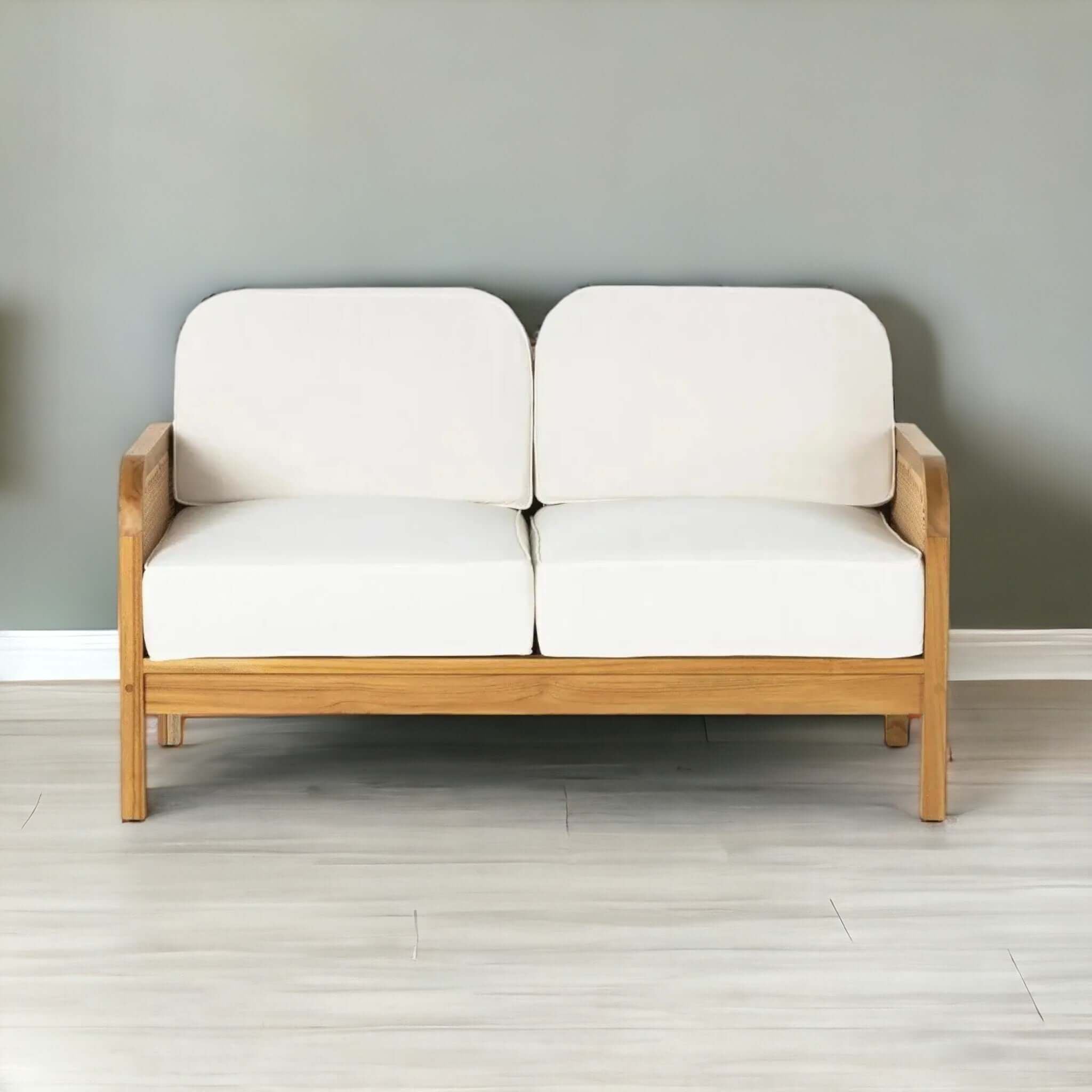 Modern Rattan Sofa: Teak Frame & Woven Panels (Shop Now) - TimberCraft