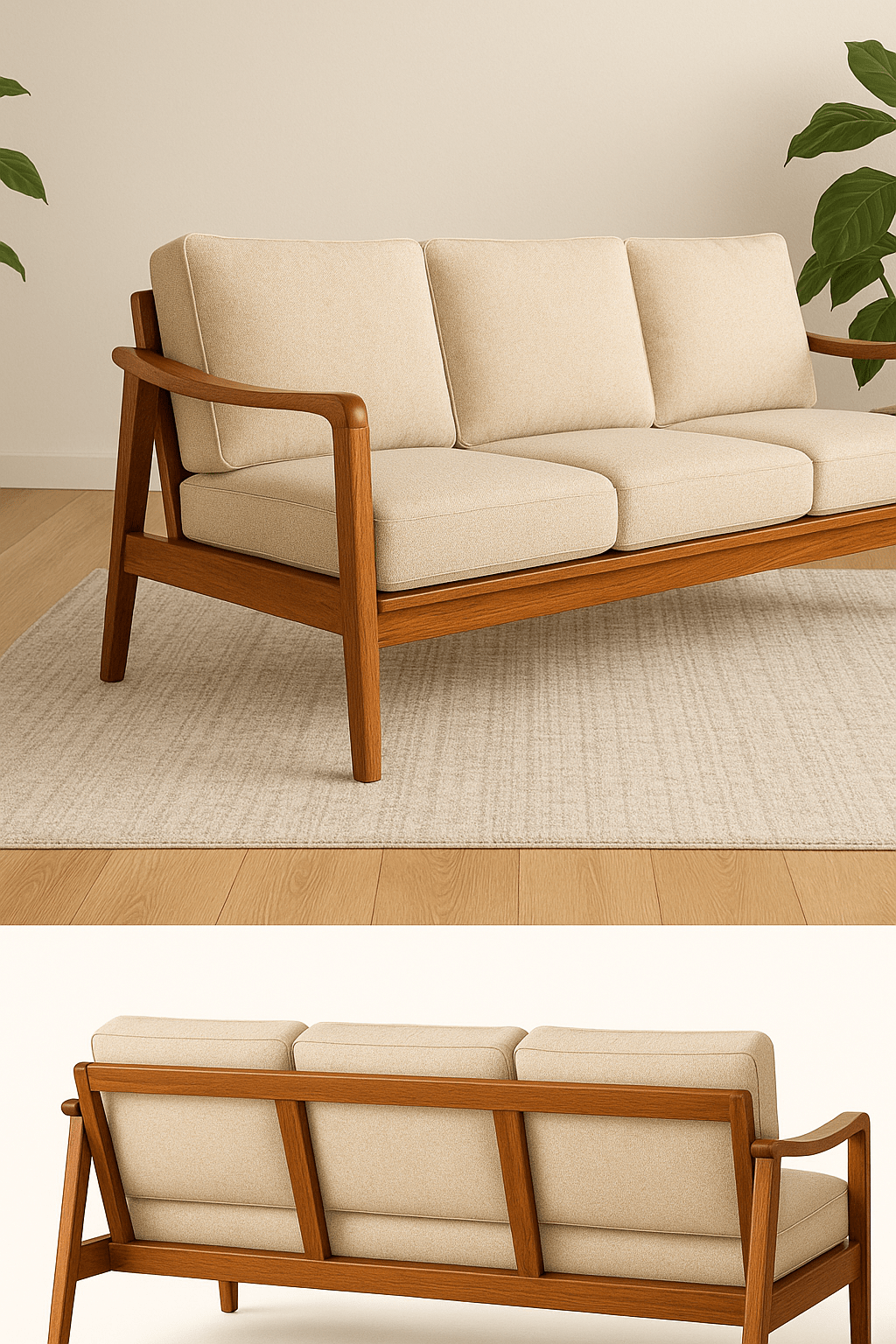Oslo Mid-Century Teak Sofa 3 seater back view