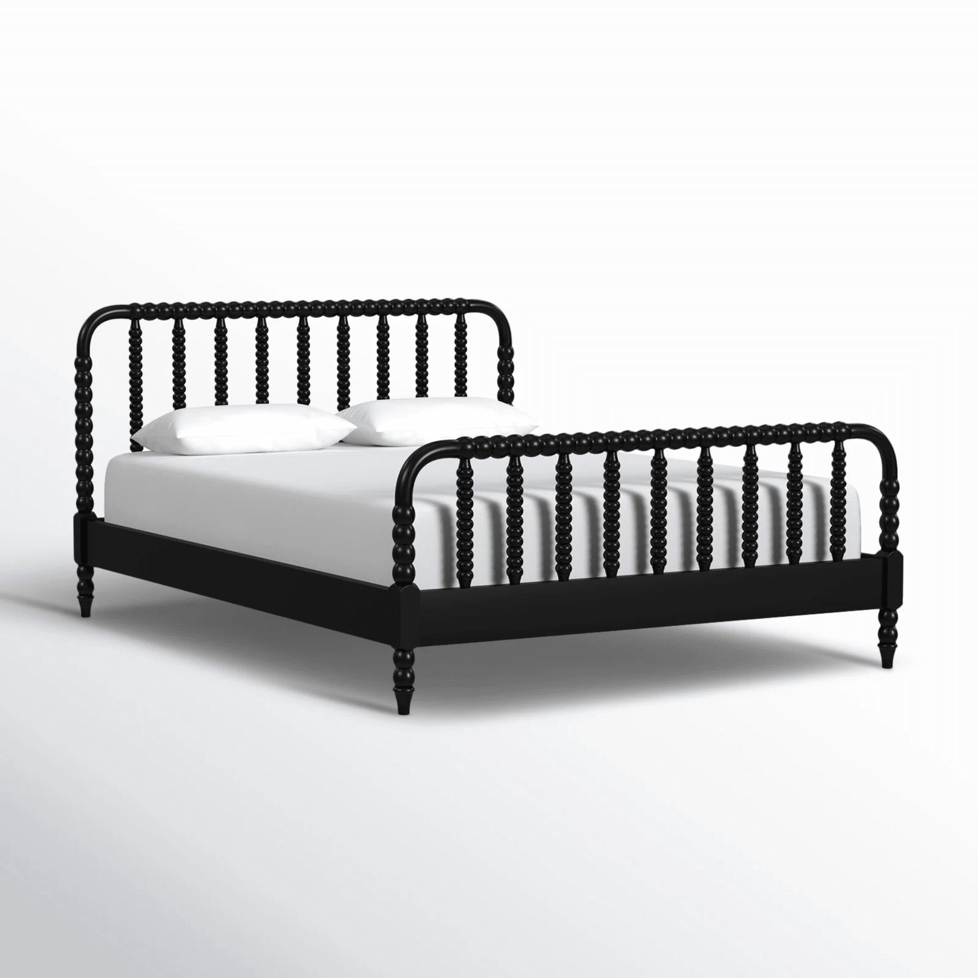 Premium solid wood spindle bed handcrafted from teak wood black finish
