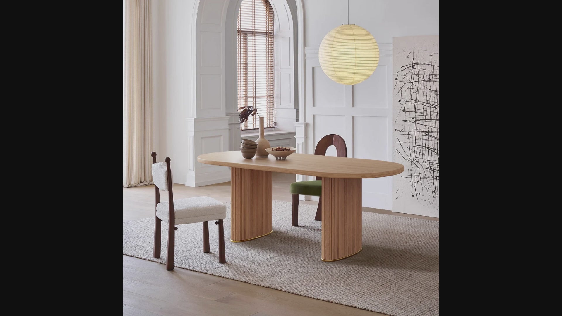 Oval dining table with fluted detailing video