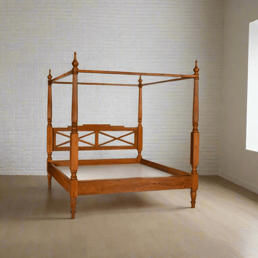 Retro Vintage Canopy Teak Wood Bed CTBD - 1601 - TimberCraft