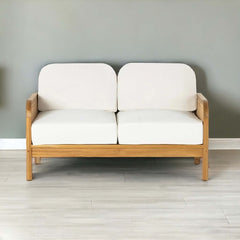 Modern Rattan Sofa: Teak Frame & Woven Panels (Shop Now)