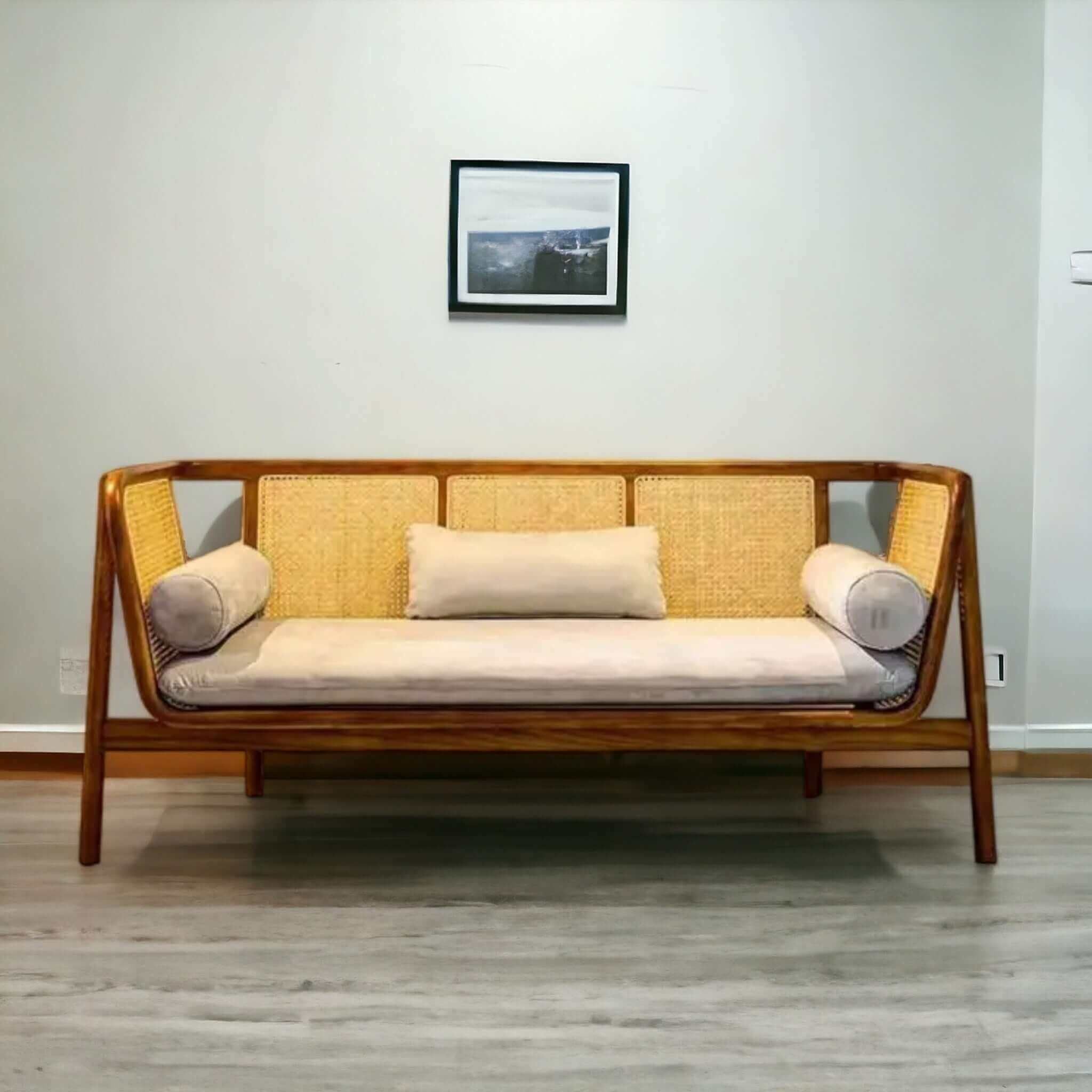 Mid-Century Chic: Flared Arm Cane Sofa Set (Shop Modern Comfort)