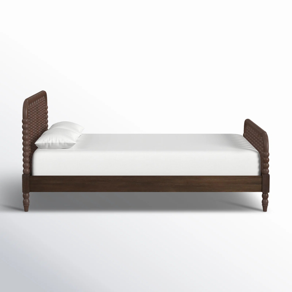 Premium solid wood spindle bed handcrafted from teak wood side profile