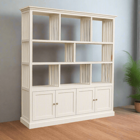 Solid Teak Wood Bookcase with Storage – 79"x79" - TimberCraft
