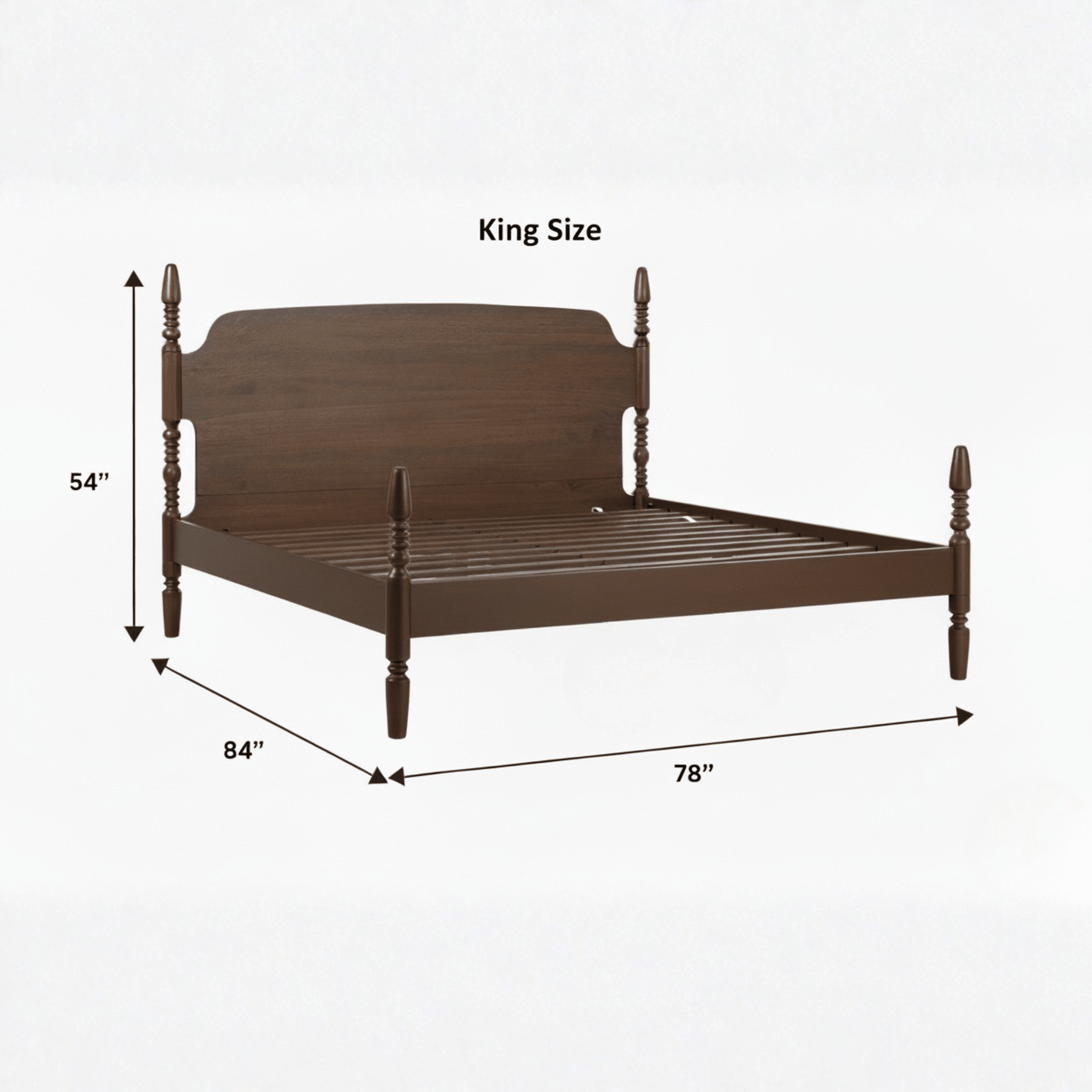 King size solid teak wood poster bed dimensions and measurements