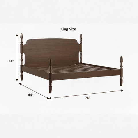 King size solid teak wood poster bed dimensions and measurements