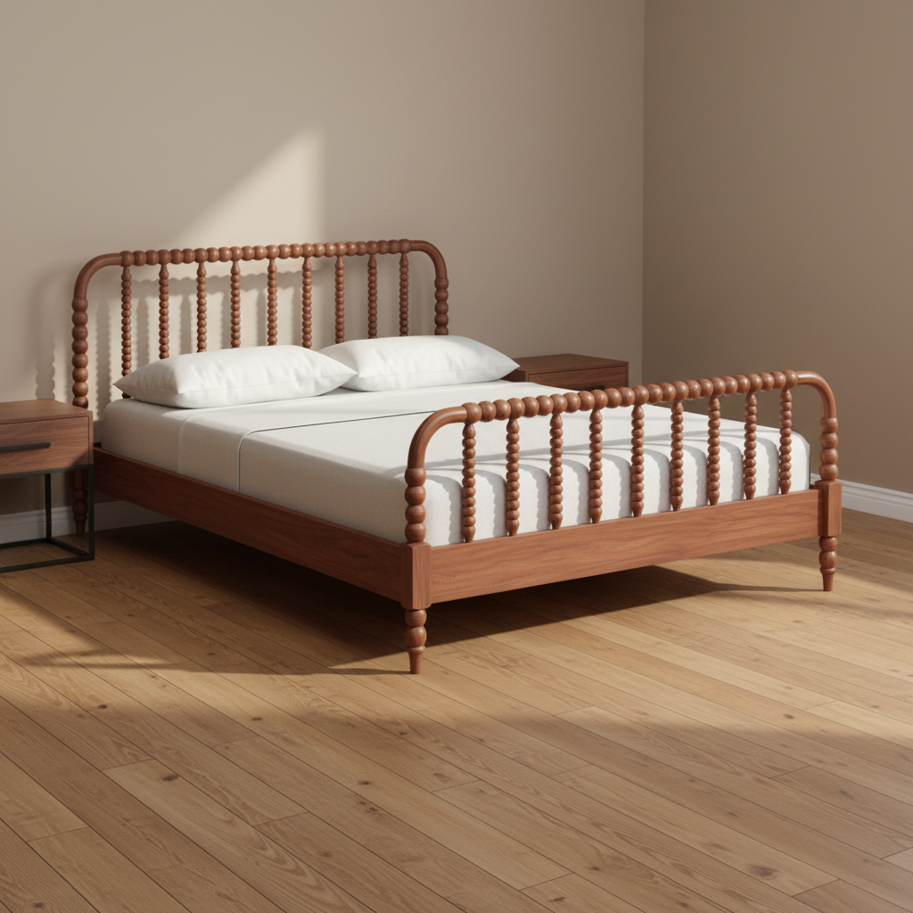 Premium solid wood spindle bed handcrafted from teak wood