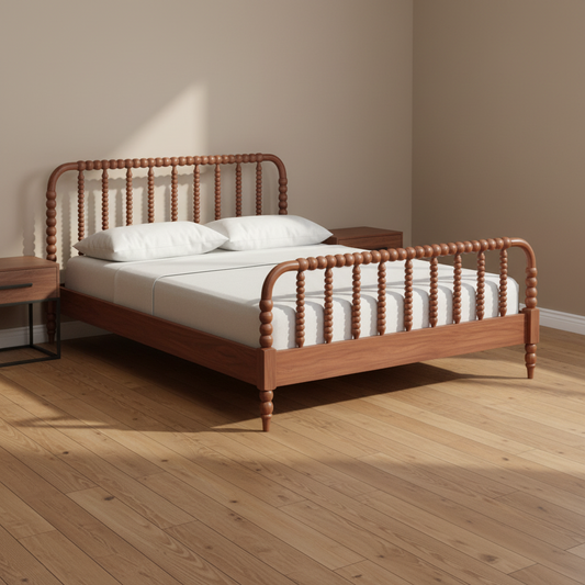 Premium solid wood spindle bed handcrafted from teak wood