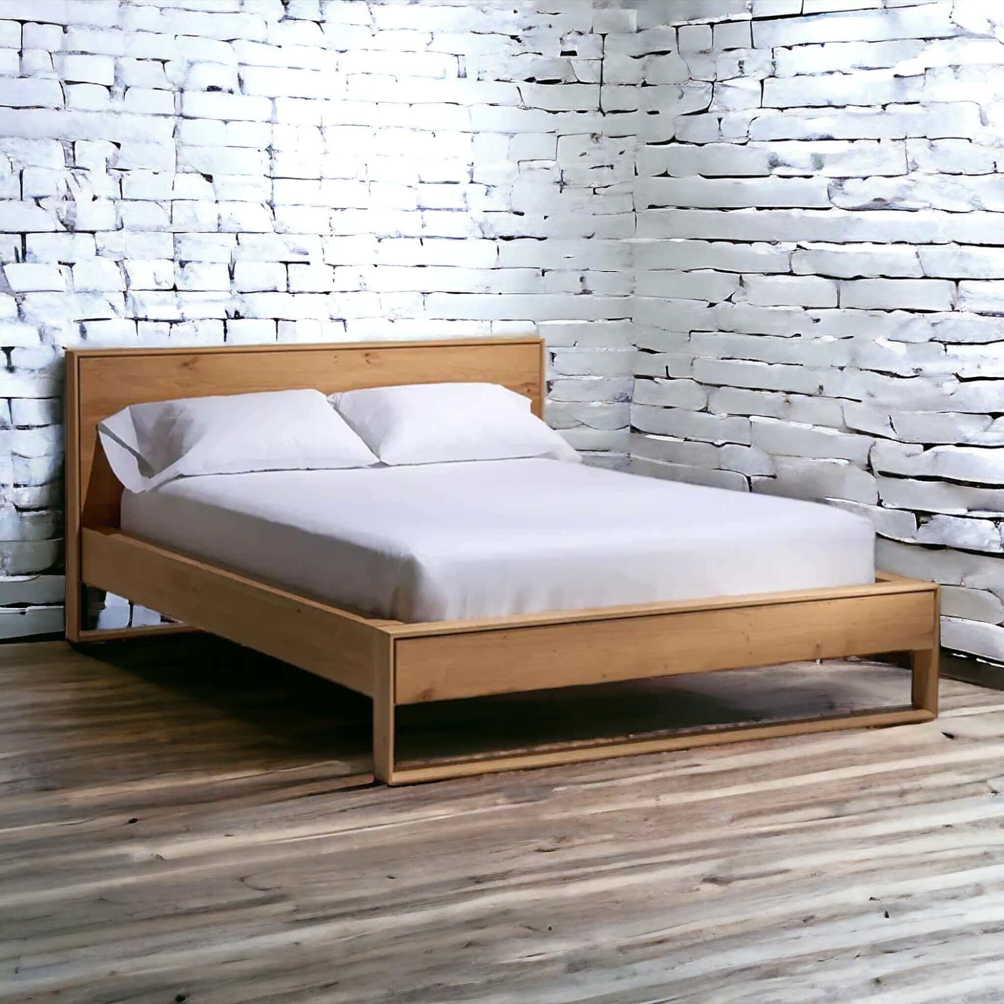 Natural Teak Wood Bed Frame - Eco-Friendly and Durable