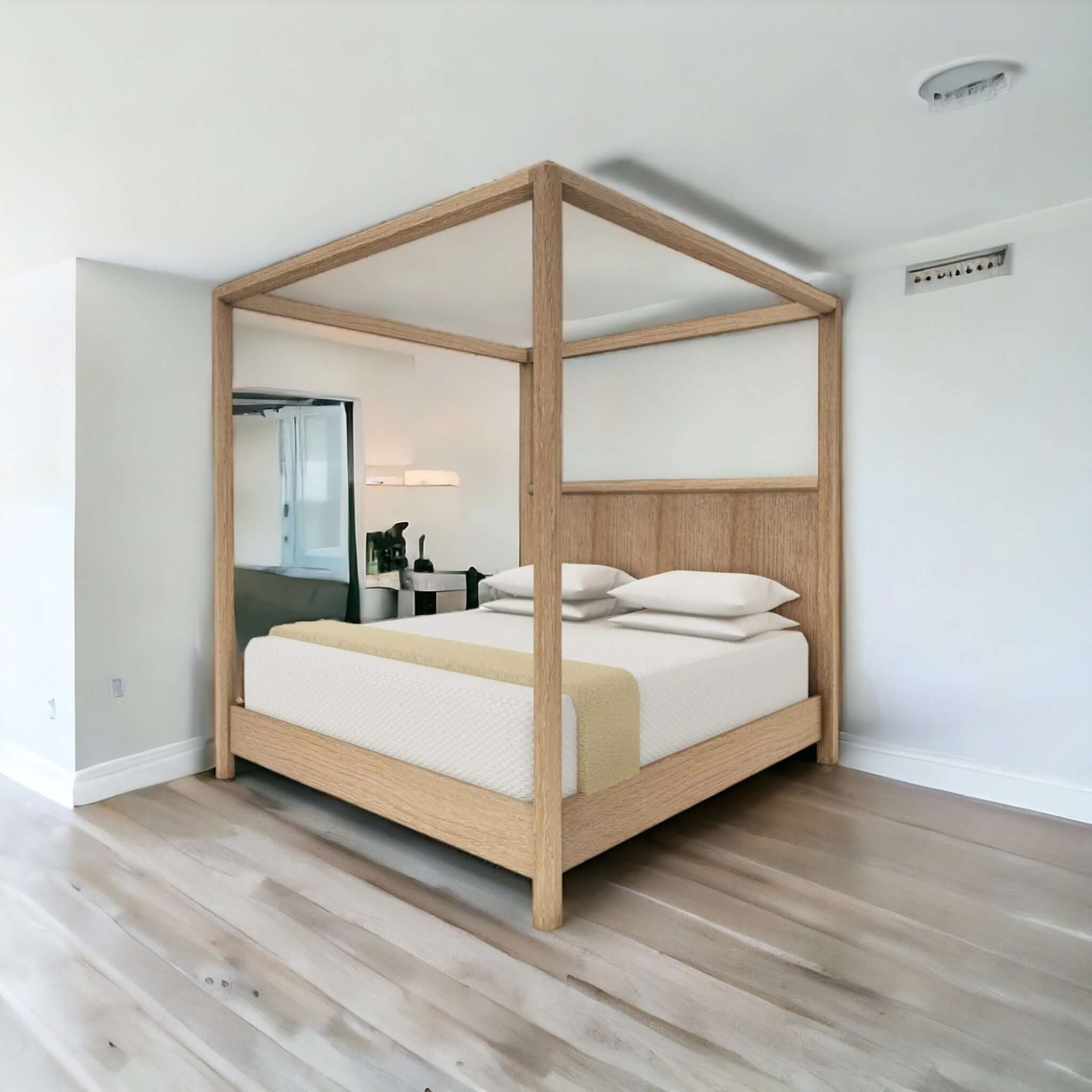 Luxurious Teak Four-Poster Bed for the Modern Home