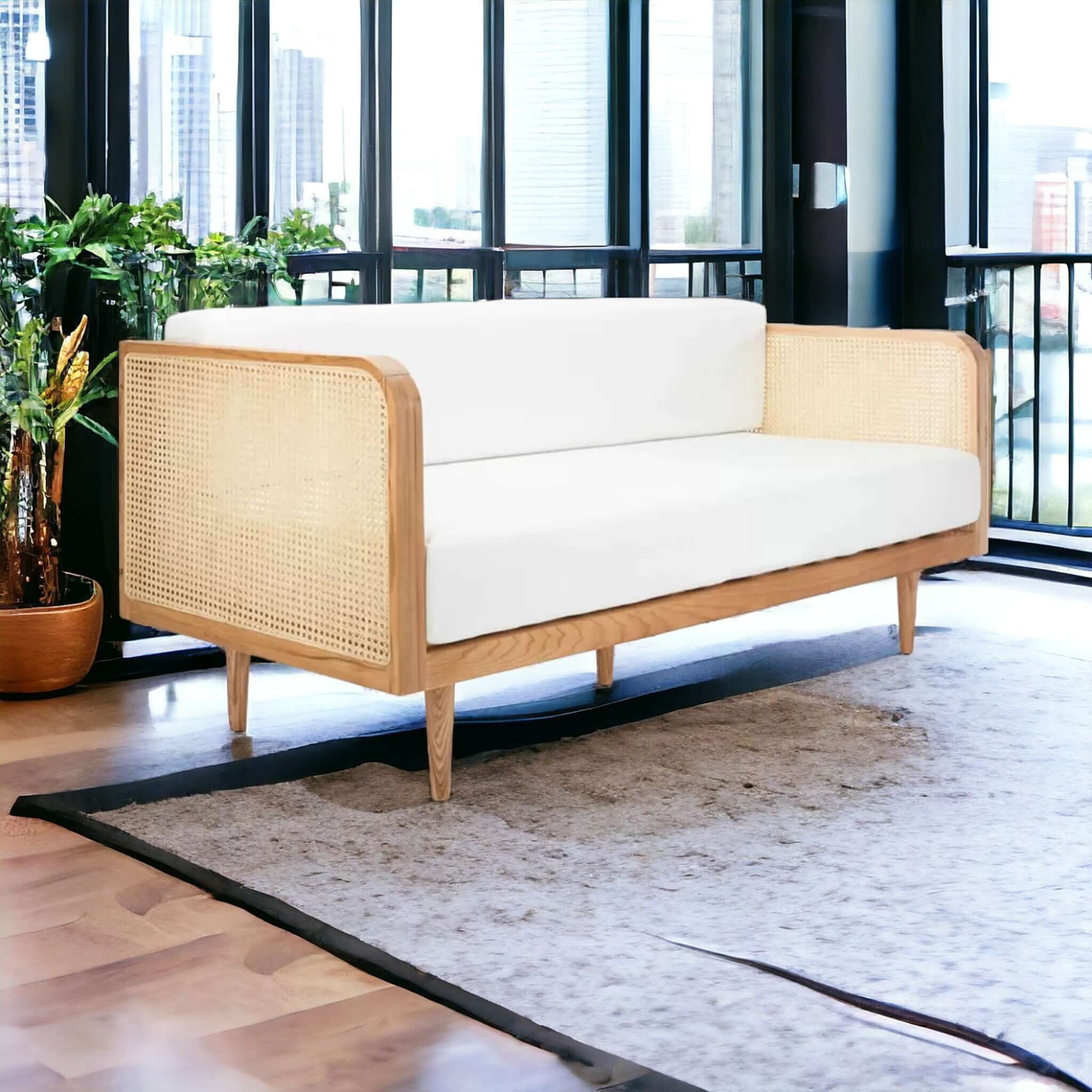 Teak & Rattan Sofa Set: Oriental Design, Luxurious Comfort - TimberCraft