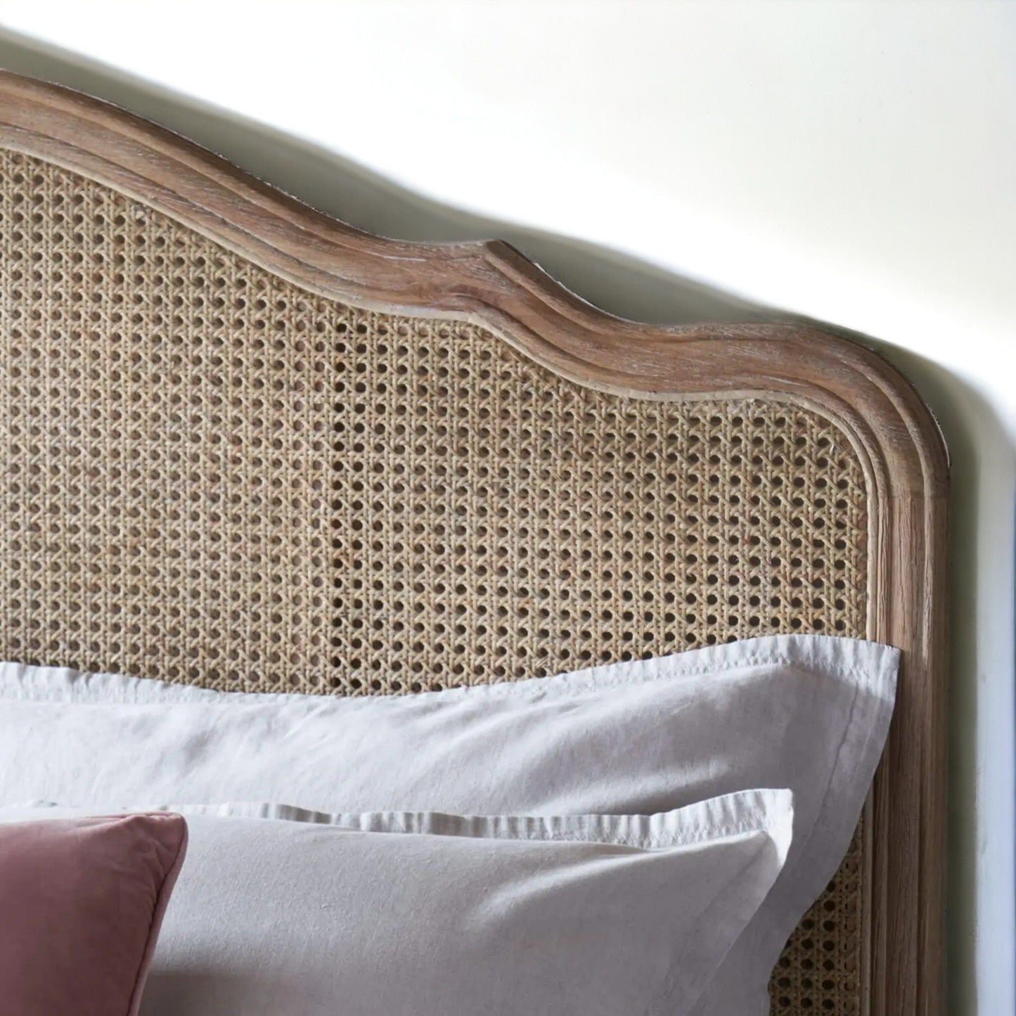Teak Wood Bed with Rattan Accents | French Country Elegance - TimberCraft