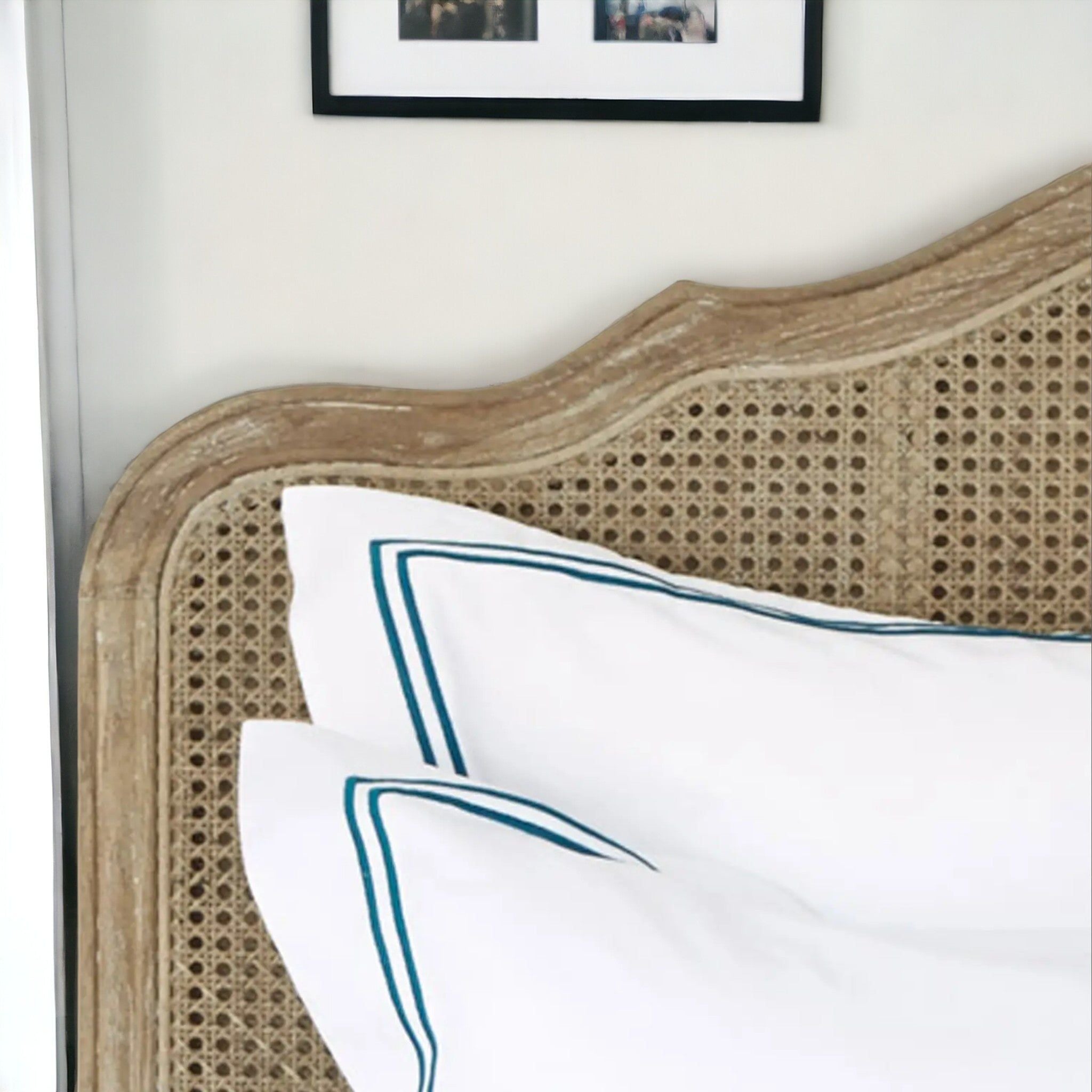 Teak Wood Bed with Rattan Accents | French Country Elegance - TimberCraft