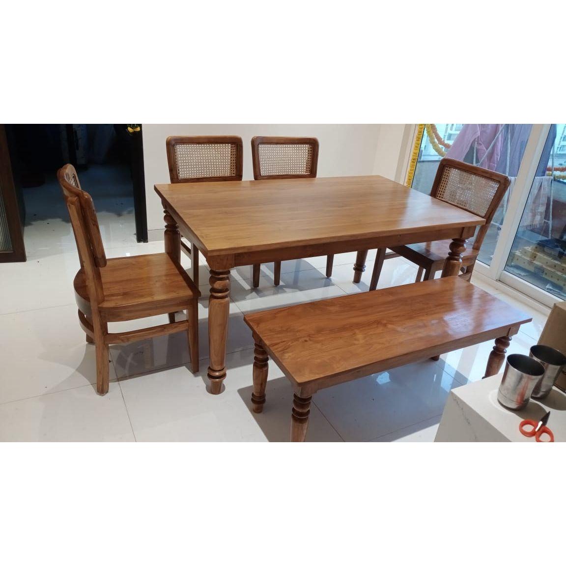Teak Wood Dining Table With 6 Teak Chairs TDT - 3201 - TimberCraft