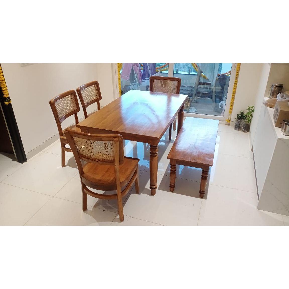 Teak Wood Dining Table With 6 Teak Chairs TDT - 3201 - TimberCraft