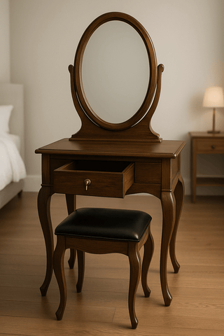 Teak Wood Dressing Table with Mirror & Lockable Drawer – Custom Colors - TimberCraft