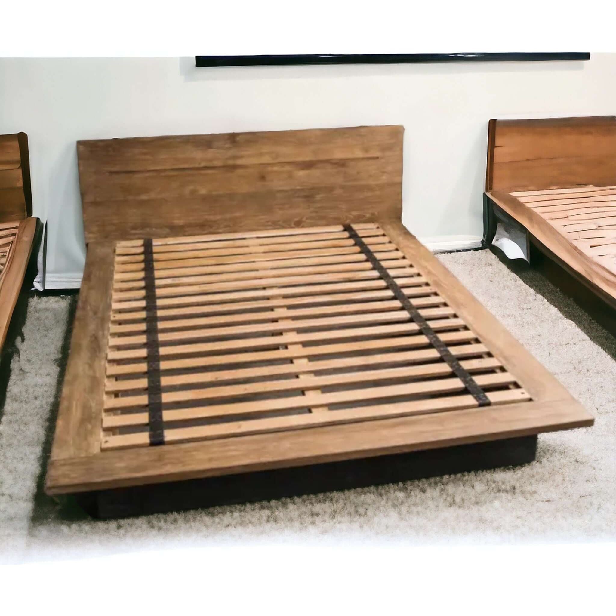 Teak Wood Low Platform Bed | Minimalist, Modern Design - TimberCraft