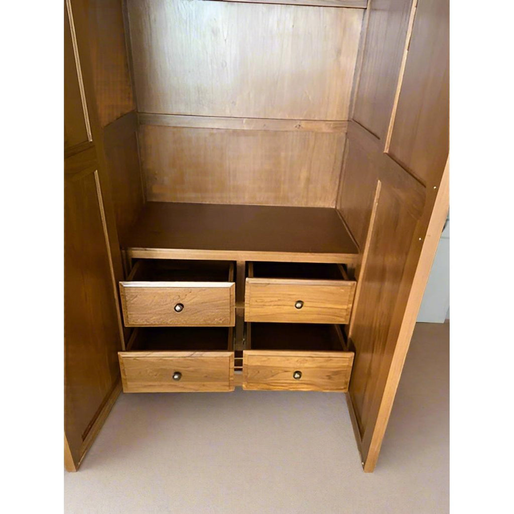 Teak Wood Wide Wardrobe - TimberCraft