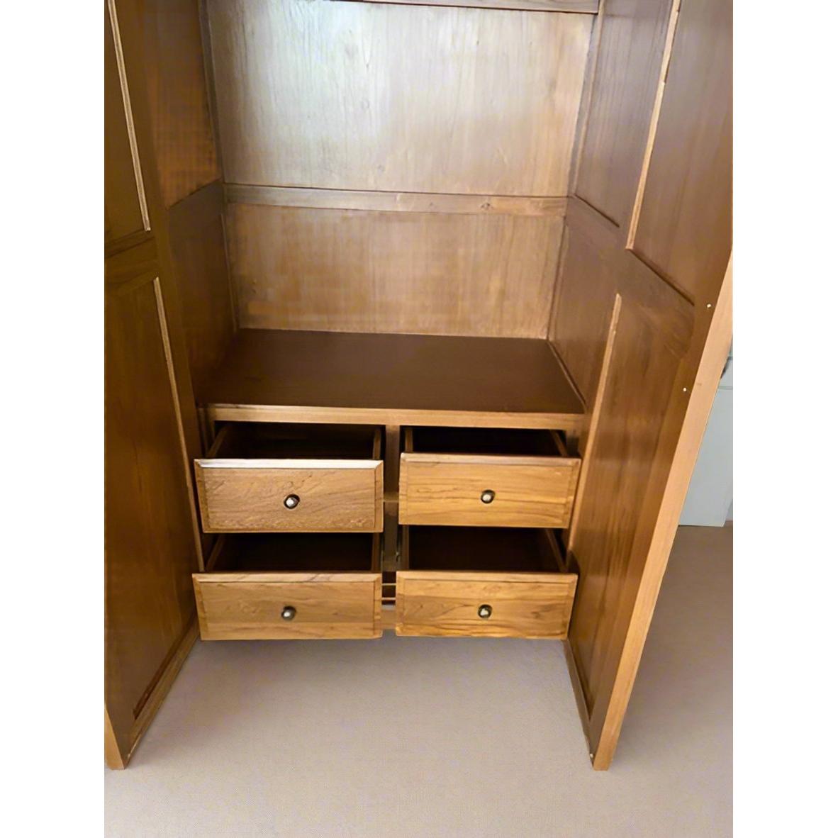Teak Wood Wide Wardrobe - TimberCraft