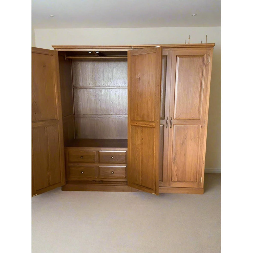 Teak Wood Wide Wardrobe - TimberCraft