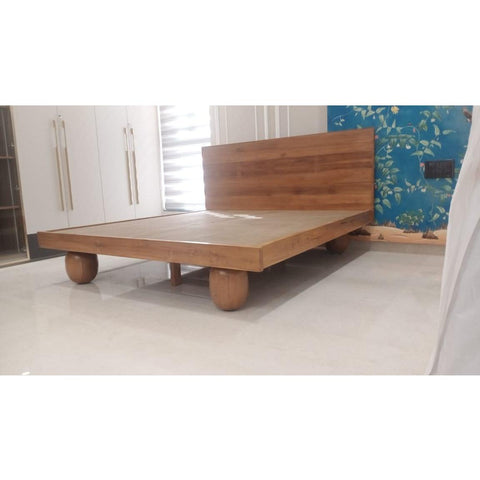 Teakwood Bedframe With Unique Ball Legs - TimberCraft