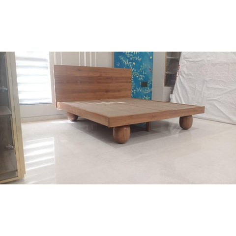 Teakwood Bedframe With Unique Ball Legs - TimberCraft