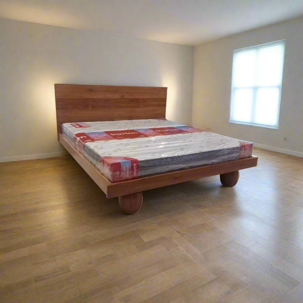 Teakwood Bedframe With Unique Ball Legs - TimberCraft