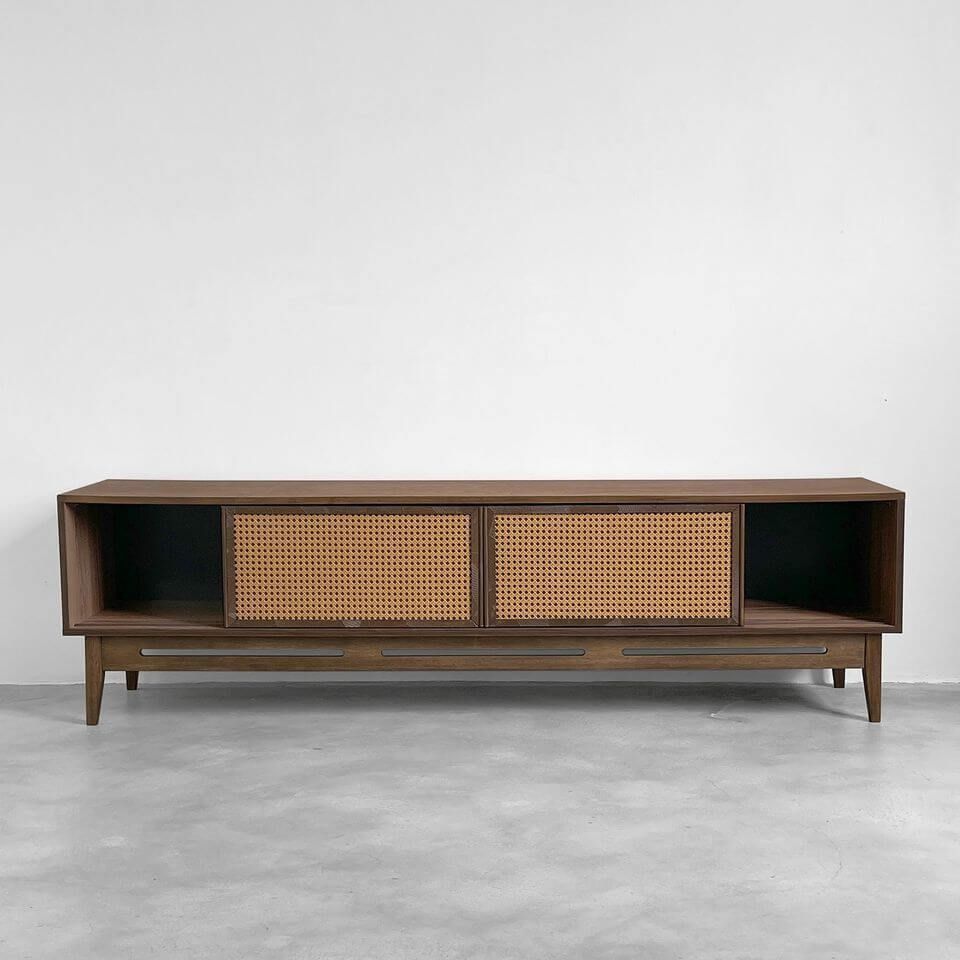 TV Console (Solid Teak Wood + Rattan Panel)