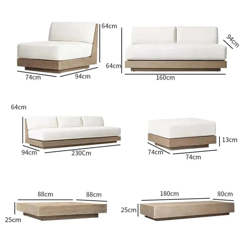 Luxury Teak Modular Swivel Lounge Sofa 