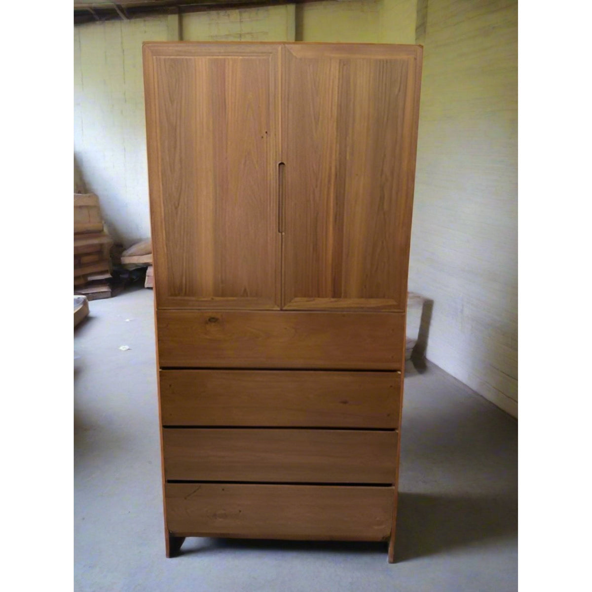 Teak wood wardrobe with four drawers