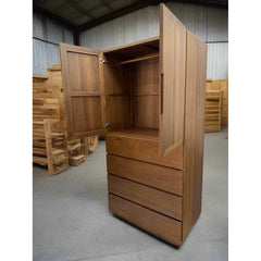 Teak wood wardrobe with four drawers