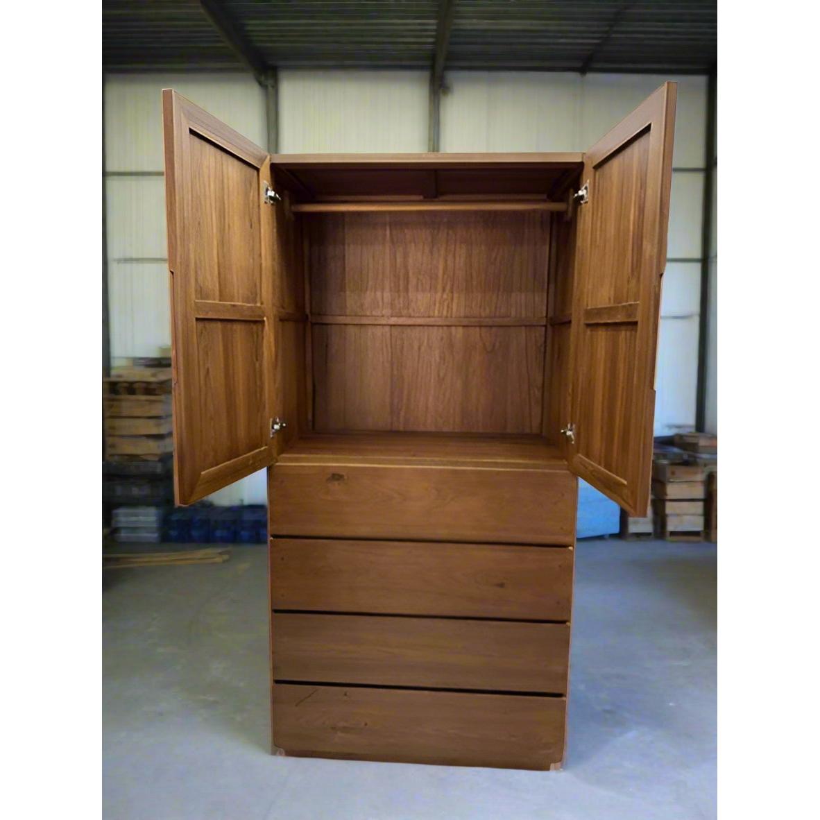 Teak wood wardrobe with four drawers