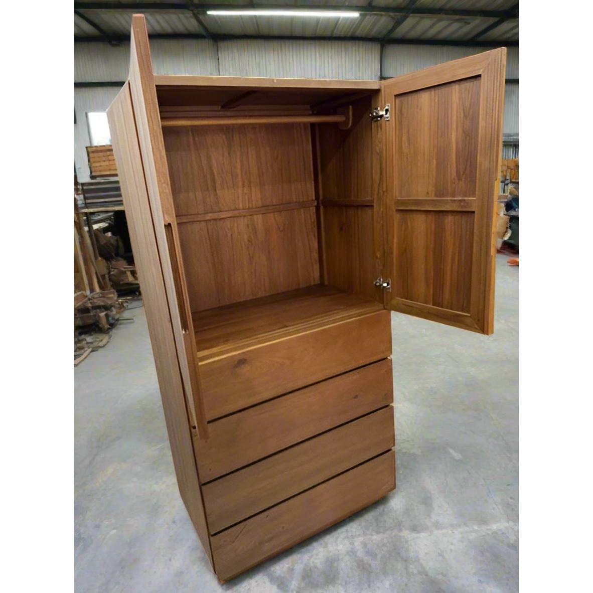 Teak wood wardrobe with four drawers