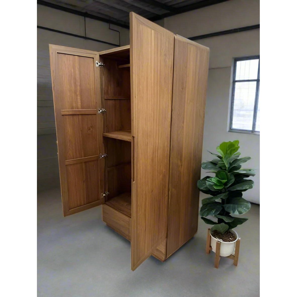 Teak Wood 2 Door And 4 Draws Wardrobe TWD-1003