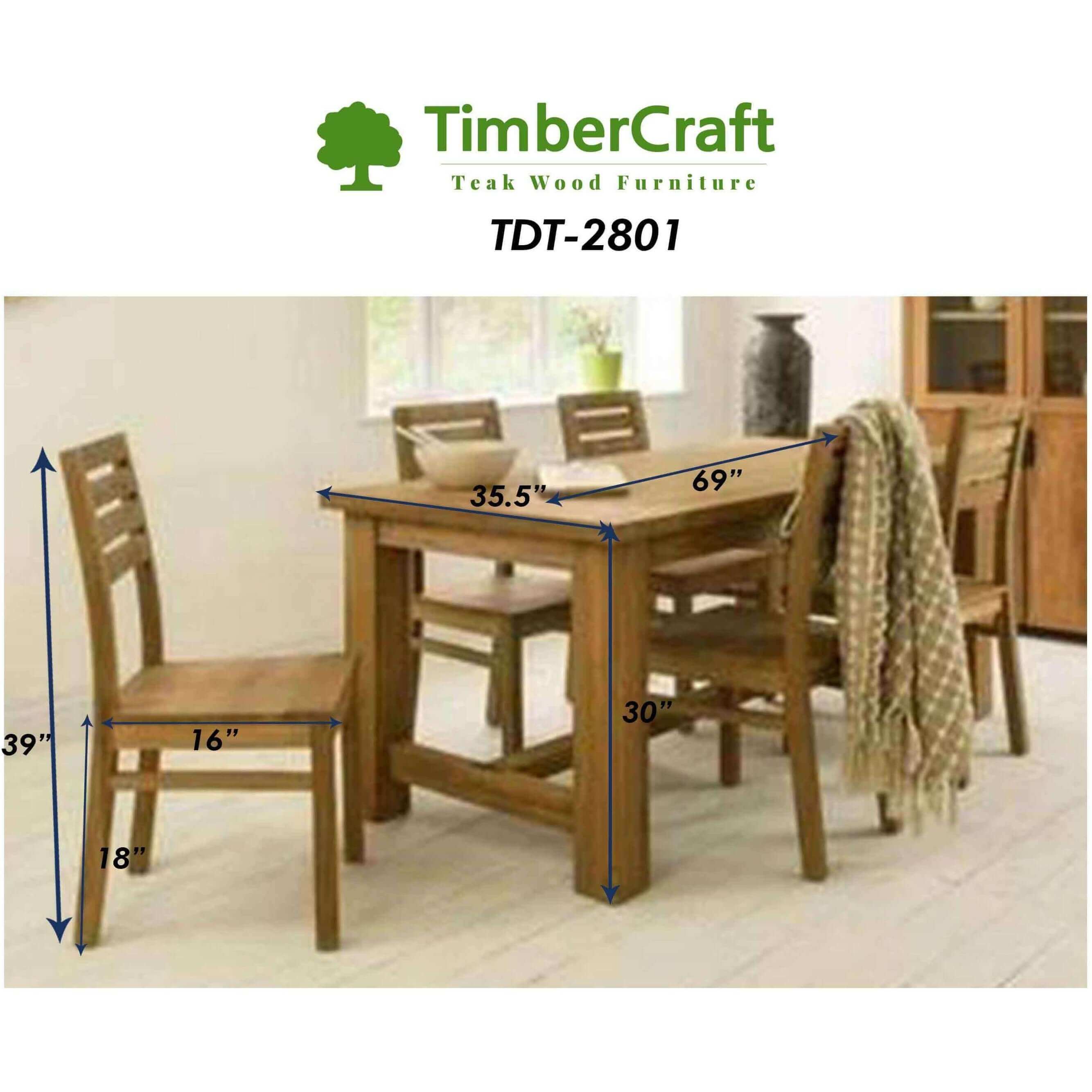 Buy Teak Wood Dining Set Online - TDT-2801 - TimberCraft