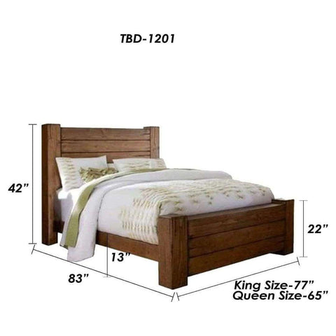 Farmhouse Rustic Teak Bed TBD - 1201 - TimberCraft