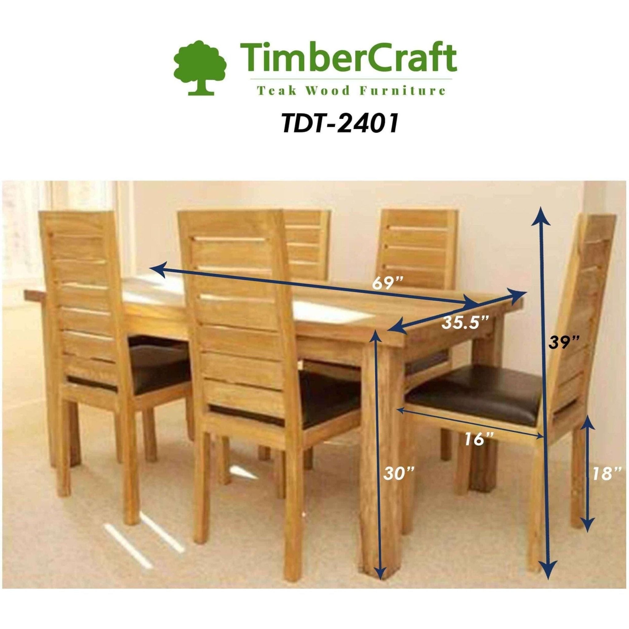 Indian Teak Wood Contemporary Dining Table Set TDT - 2401 - TimberCraft
