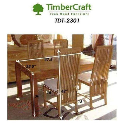 Indian Teak Wood Dining Table Set TDT - 2301 - TimberCraft