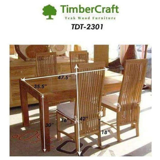 Indian Teak Wood Dining Table Set TDT - 2301 - TimberCraft