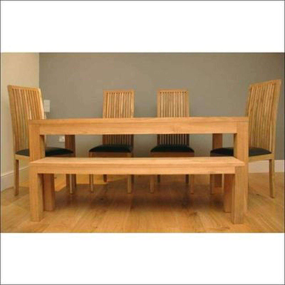 Indian Teak Wood Dining Table With 4 Chairs And 1 Bench TDT-2201 - TimberCraft