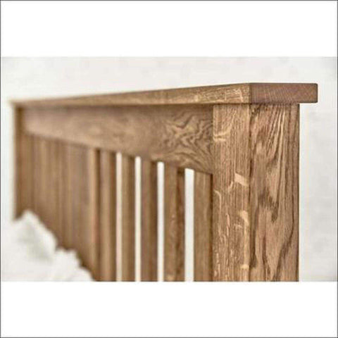 King Size Teak Wood Bed Frame With Slatted Head Board - TimberCraft