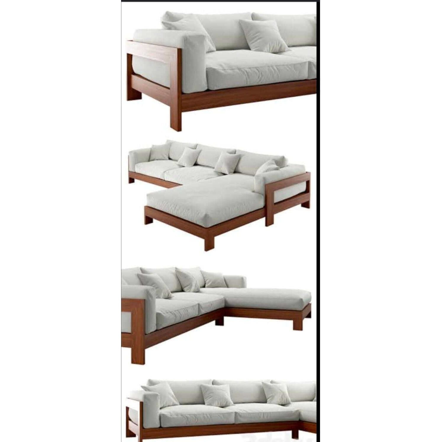L - shaped wooden sofa set design - Sectional corner sofa - TimberCraft